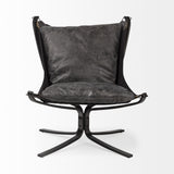Colarado Black Leather Cushions w/ Black Metal Frame Sling-Style Accent Chair from Mercana - Luna Furniture