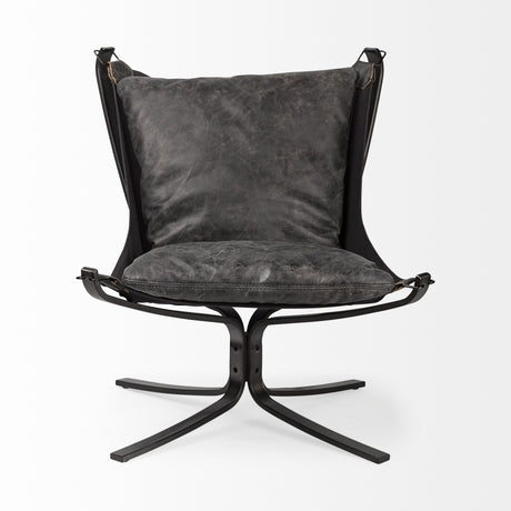 Colarado Black Leather Cushions w/ Black Metal Frame Sling-Style Accent Chair from Mercana - Luna Furniture