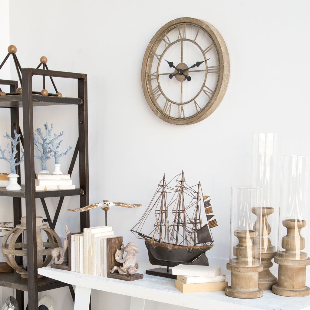 Mething Light Brown 19" Small Farmhouse Wall Clock from Mercana - Luna Furniture