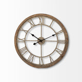 Mething Light Brown 25" Medium Farmhouse Wall Clock from Mercana - Luna Furniture
