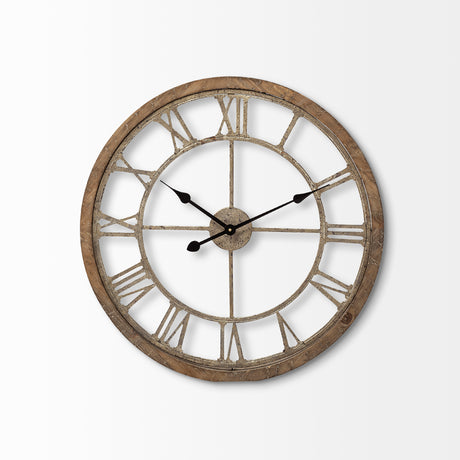 Mething Light Brown 25" Medium Farmhouse Wall Clock from Mercana - Luna Furniture
