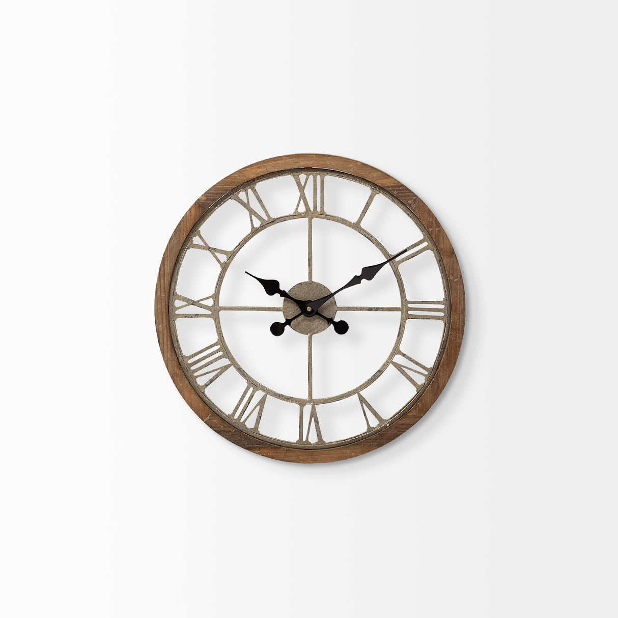 Mething Light Brown 19" Small Farmhouse Wall Clock from Mercana - Luna Furniture