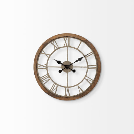 Mething Light Brown 19" Small Farmhouse Wall Clock from Mercana - Luna Furniture