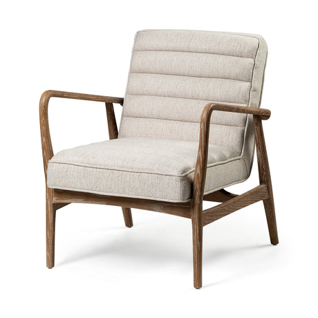 Ajax II Cream Fabric W/ Brown Wooden Frame Accent Chair from Mercana - Luna Furniture
