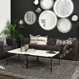 Lucas 30x30 White Marble Top Black Metal Base Coffee Table from Mercana - Luna Furniture