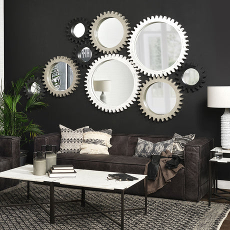 Sundance Cog 26" Round Grey Wood Frame Mirror from Mercana - Luna Furniture