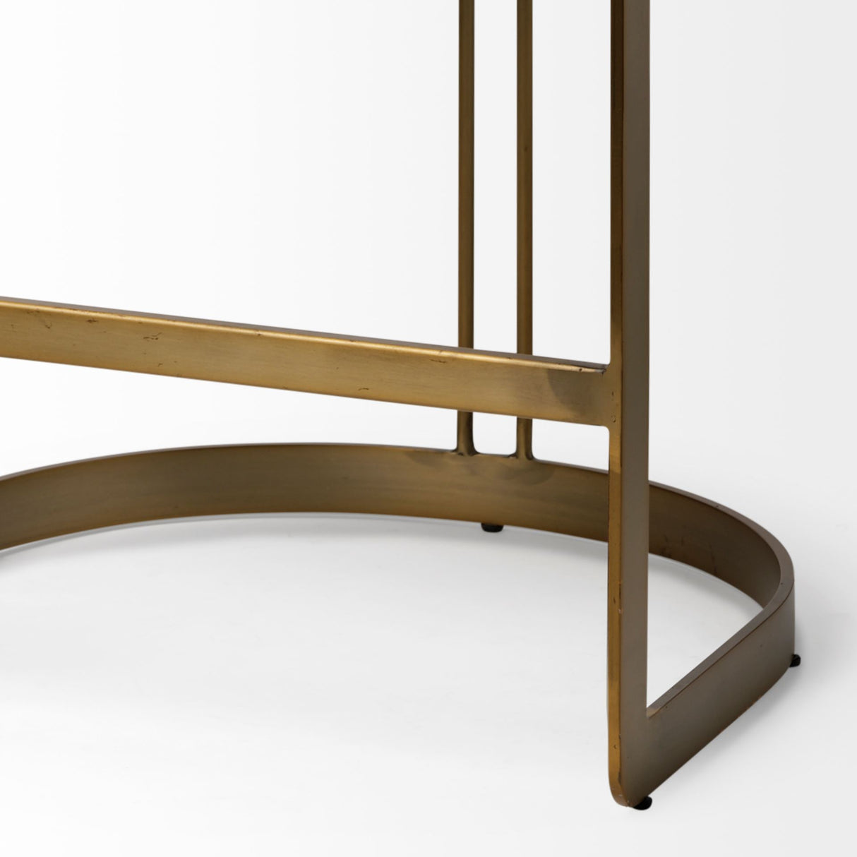 Hollyfield II Brown Leather Seat Gold Metal Base Stool from Mercana - Luna Furniture