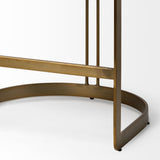 Hollyfield II Brown Leather Seat Gold Metal Base Stool from Mercana - Luna Furniture