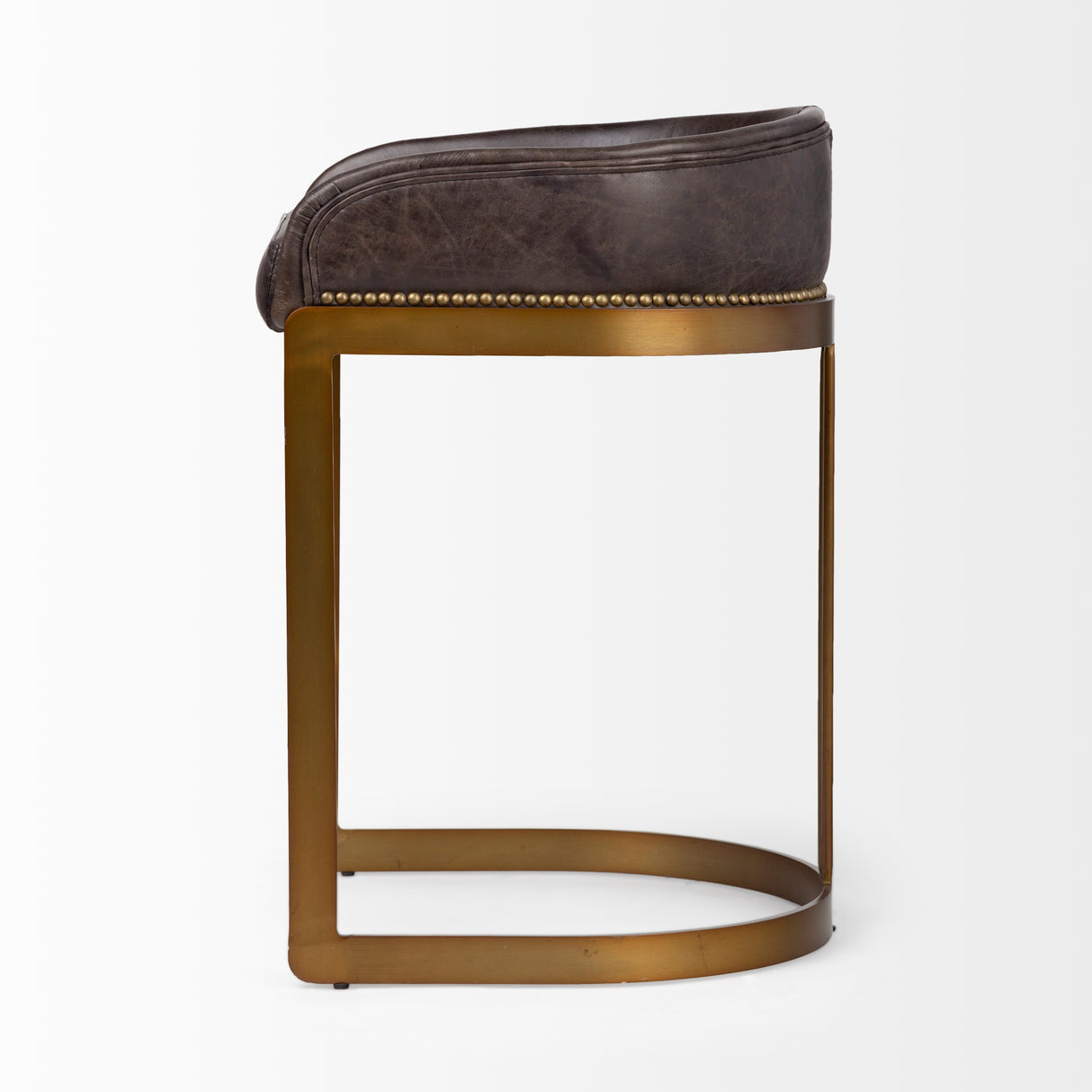 Hollyfield II Black Leather Seat Gold Metal Base Counter Stool from Mercana - Luna Furniture
