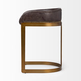 Hollyfield II Black Leather Seat Gold Metal Base Counter Stool from Mercana - Luna Furniture