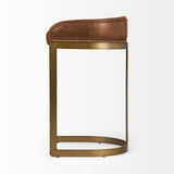 Hollyfield II Brown Leather Seat Gold Metal Base Bar Stool from Mercana - Luna Furniture