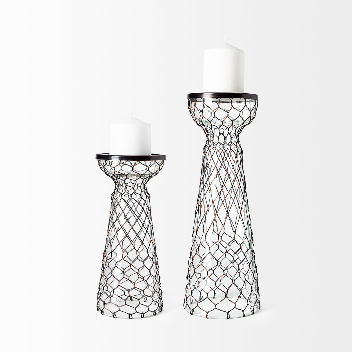 Shandra I Small Glass w/Metal Wire Snakeskin Pattern Table Candle Holder from Mercana - Luna Furniture