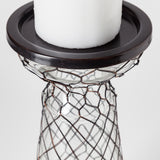 Shandra I Small Glass w/Metal Wire Snakeskin Pattern Table Candle Holder from Mercana - Luna Furniture