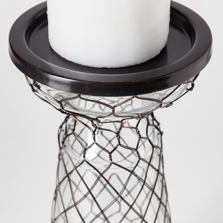 Shandra I Small Glass w/Metal Wire Snakeskin Pattern Table Candle Holder from Mercana - Luna Furniture