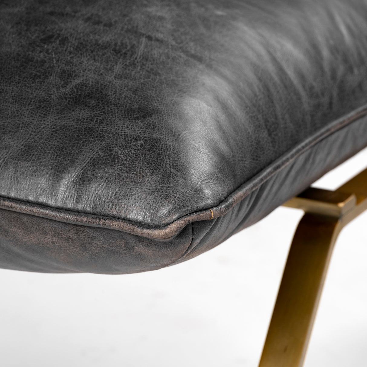 Flavelle II Black Leather Cushion Seat and Solid Iron Base Accent Chair from Mercana - Luna Furniture