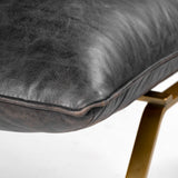 Flavelle II Black Leather Cushion Seat and Solid Iron Base Accent Chair from Mercana - Luna Furniture