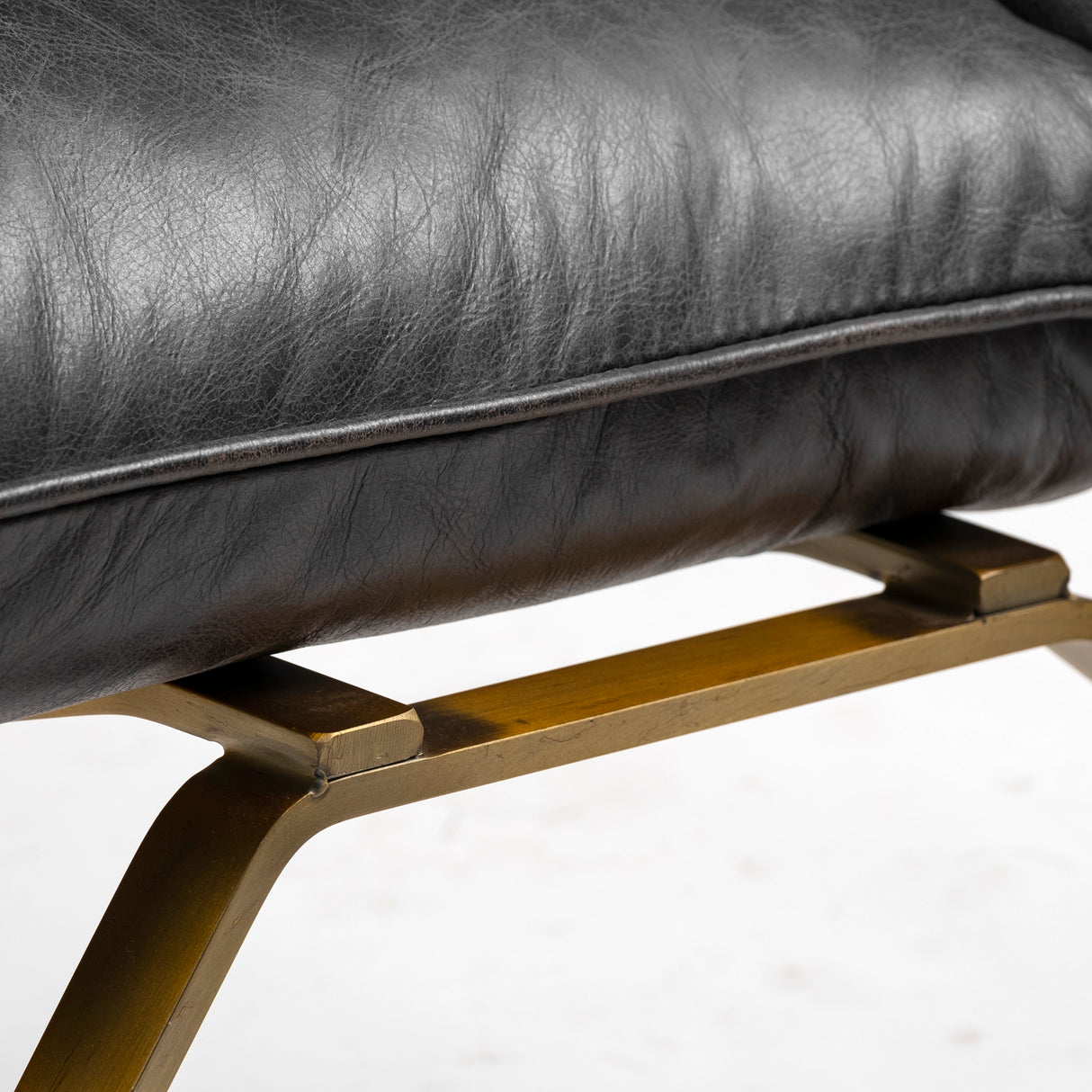 Flavelle II Black Leather Cushion Seat and Solid Iron Base Accent Chair from Mercana - Luna Furniture
