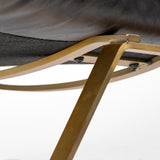 Flavelle II Black Leather Cushion Seat and Solid Iron Base Accent Chair from Mercana - Luna Furniture