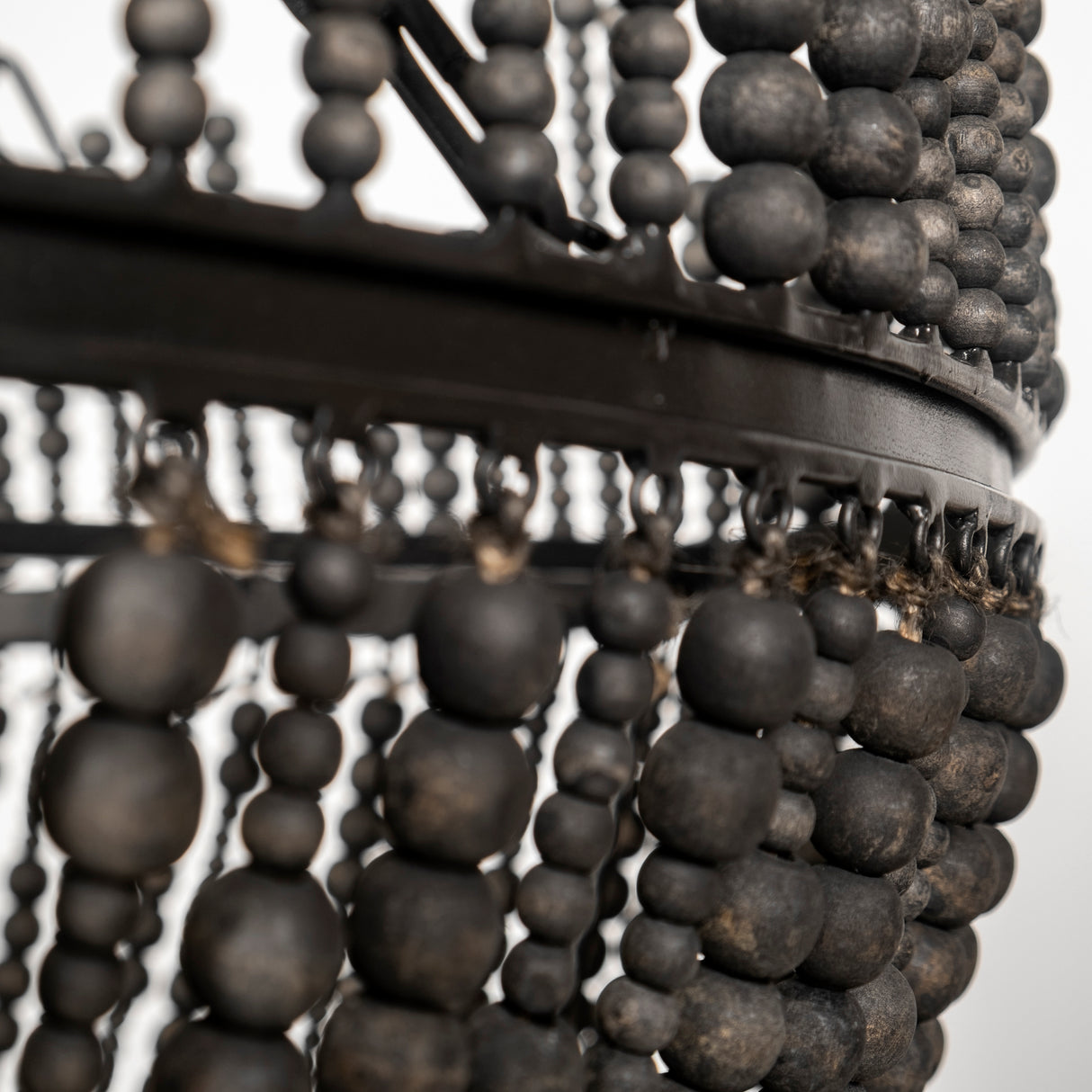 Liam I 32x30 Black Wooden Bead Bowl-Style Four Bulb Chandelier from Mercana - Luna Furniture