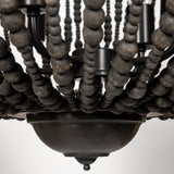 Liam I 32x30 Black Wooden Bead Bowl-Style Four Bulb Chandelier from Mercana - Luna Furniture
