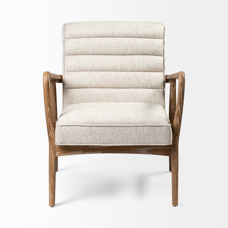 Ajax II Cream Fabric W/ Brown Wooden Frame Accent Chair from Mercana - Luna Furniture