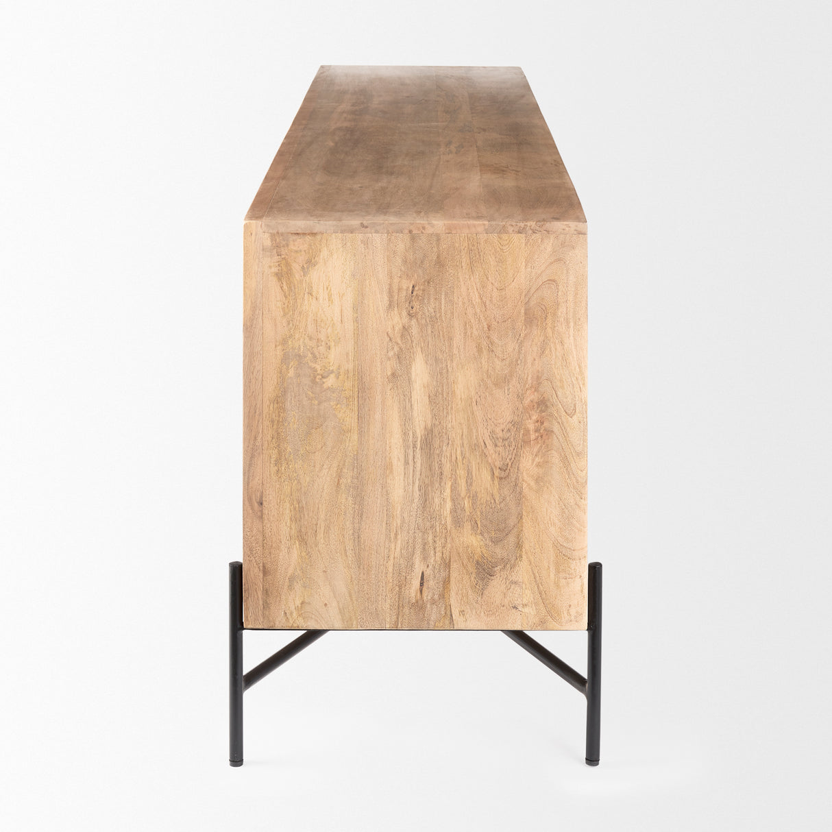 Cairo 78x19 Brown Solid Wood Black Metal Base 4 Door Cabinet Sideboard from Mercana - Luna Furniture