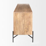 Cairo 78x19 Brown Solid Wood Black Metal Base 4 Door Cabinet Sideboard from Mercana - Luna Furniture