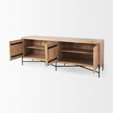 Cairo 78x19 Brown Solid Wood Black Metal Base 4 Door Cabinet Sideboard from Mercana - Luna Furniture