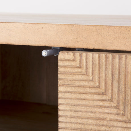 Cairo 78x19 Brown Solid Wood Black Metal Base 4 Door Cabinet Sideboard from Mercana - Luna Furniture