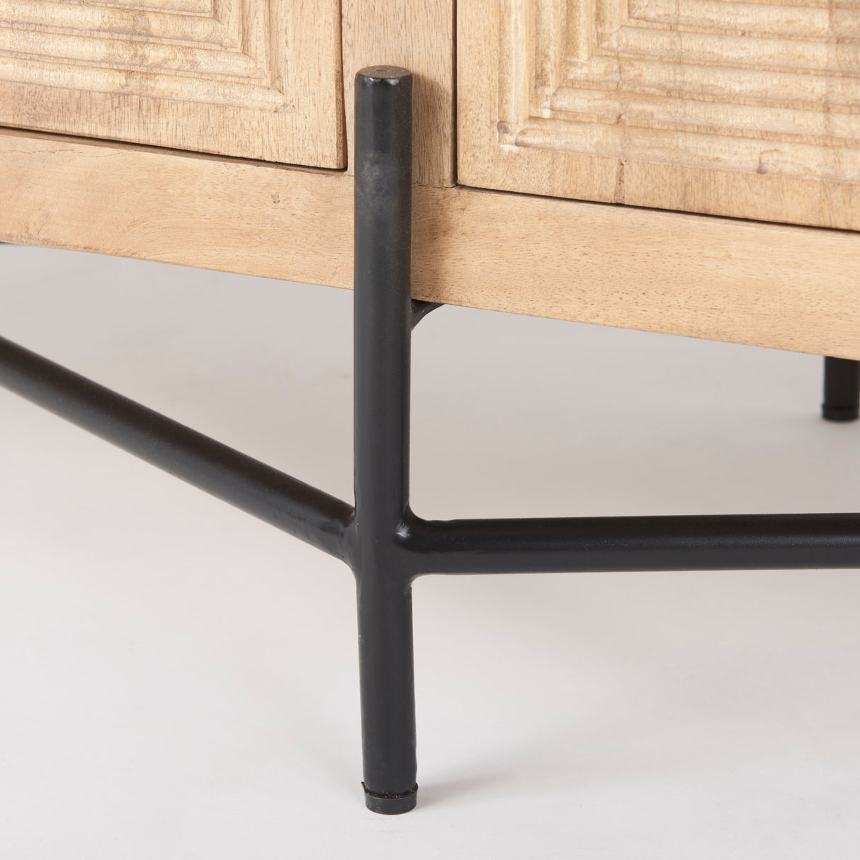 Cairo 78x19 Brown Solid Wood Black Metal Base 4 Door Cabinet Sideboard from Mercana - Luna Furniture