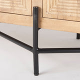 Cairo 78x19 Brown Solid Wood Black Metal Base 4 Door Cabinet Sideboard from Mercana - Luna Furniture