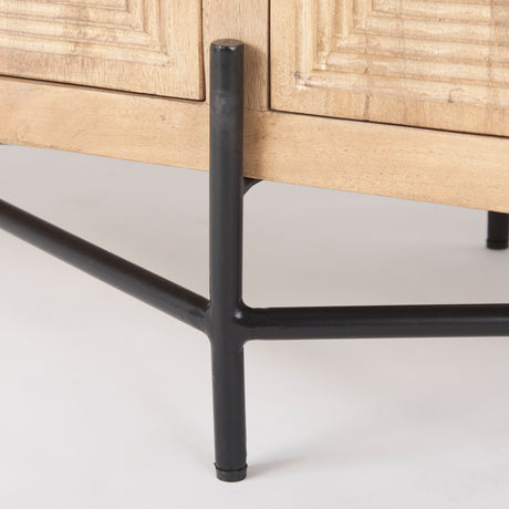 Cairo 78x19 Brown Solid Wood Black Metal Base 4 Door Cabinet Sideboard from Mercana - Luna Furniture