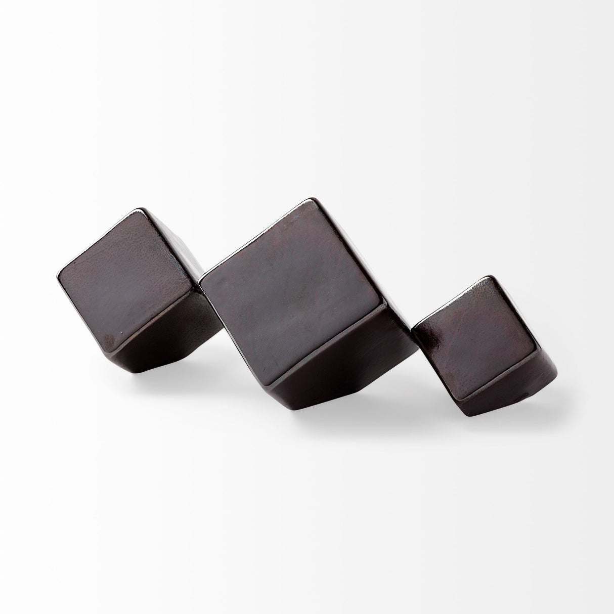 Mayweather (Set of 3) Black Geometric Ceramic Cubes from Mercana - Luna Furniture