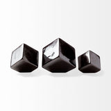 Mayweather (Set of 3) Black Geometric Ceramic Cubes from Mercana - Luna Furniture