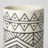 Uhura I Small Cream Black Patterned Cylindrical Vase from Mercana - Luna Furniture