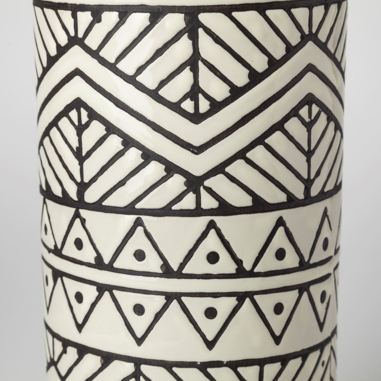 Uhura I Small Cream Black Patterned Cylindrical Vase from Mercana - Luna Furniture
