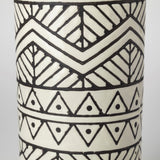 Uhura I Small Cream Black Patterned Cylindrical Vase from Mercana - Luna Furniture