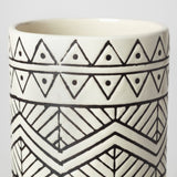 Uhura II Large Cream Black Patterned Cylindrical Ceramic Vase from Mercana - Luna Furniture