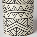Uhura II Large Cream Black Patterned Cylindrical Ceramic Vase from Mercana - Luna Furniture