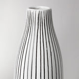 Kira I Small White Pinstripe Ceramic Vase from Mercana - Luna Furniture