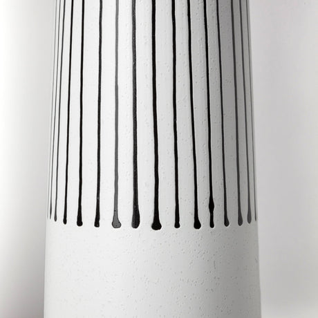 Kira I Small White Pinstripe Ceramic Vase from Mercana - Luna Furniture