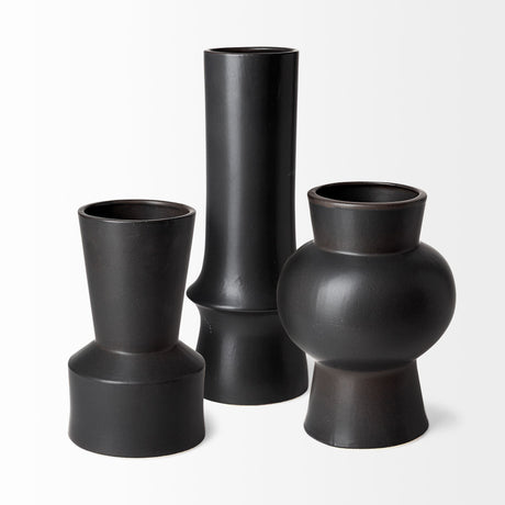 Laforge Black Ceramic Vase from Mercana - Luna Furniture