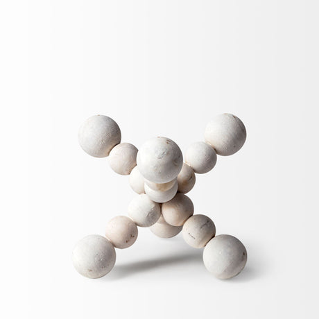Carrollton I (Small) 7L x 7W Off-White Geometric Wood Ball Jack from Mercana - Luna Furniture