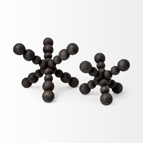 Carollan I (Small) 7L x 7W Black Geometric Wood Ball Jack from Mercana - Luna Furniture