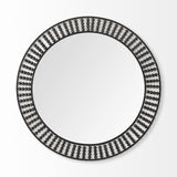 Claiborne 42" Round Black Metal Frame Mirror w/Wood Beads from Mercana - Luna Furniture