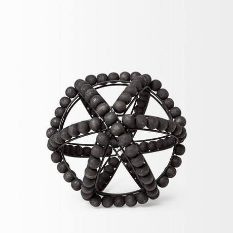 Earnhardt I Small 9L x 9W Black Wooden Beaded Orb from Mercana - Luna Furniture