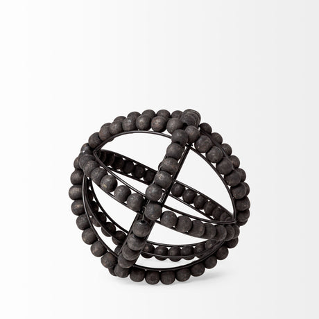 Earnhardt I Small 9L x 9W Black Wooden Beaded Orb from Mercana - Luna Furniture