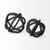 Earnhardt I Small 9L x 9W Black Wooden Beaded Orb from Mercana - Luna Furniture