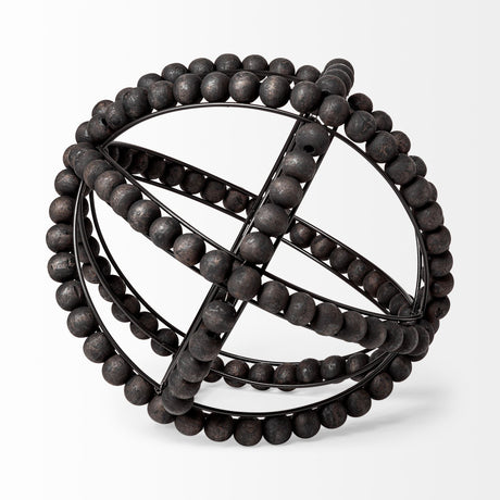 Earnhardt II Large 11L x 11W Black Wooden Beaded Orb from Mercana - Luna Furniture