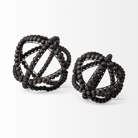 Earnhardt II Large 11L x 11W Black Wooden Beaded Orb from Mercana - Luna Furniture